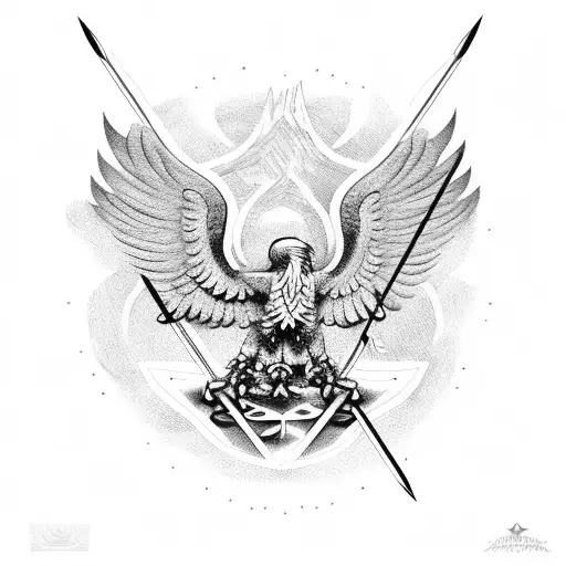 Double Headed Eagle Holding Arrows In Its Claws