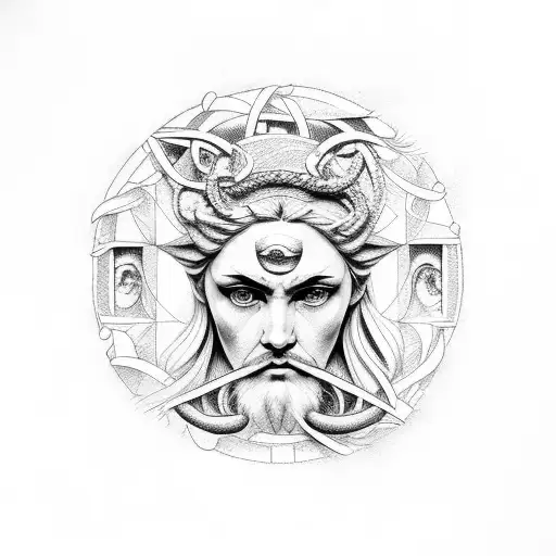 Greek Mythology Face In A Circle