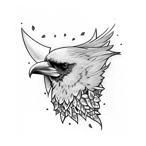 Tattoo On The Sleeve With A Raven And A Forest