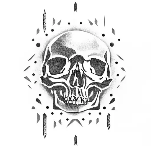 Create A Skull Surrounded By Dark Objects