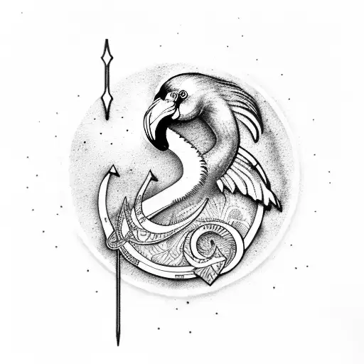 Flamingo With Aries Symbol