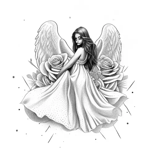 Angel Con Rosas Femenino