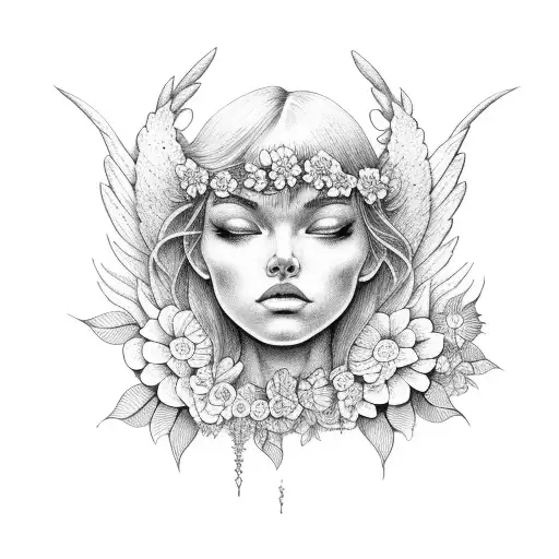 Angel Con Flores En El Antebrazo