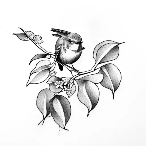 A Robin In A Bougainvillea Branch