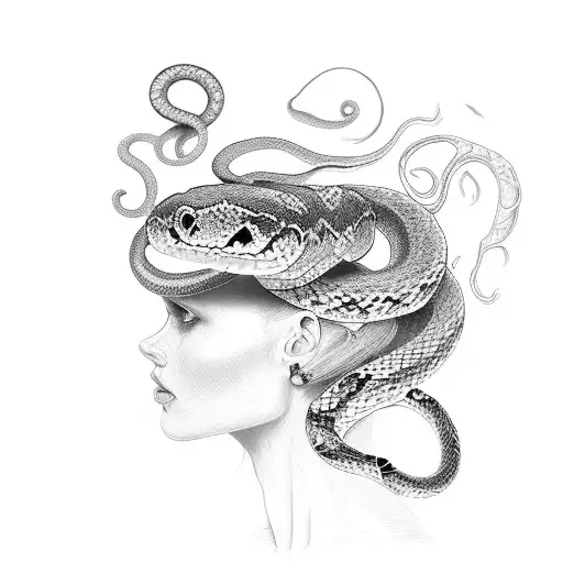 Woman And Snake Arround The Neck