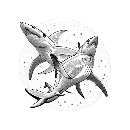Two Sharks Chasing Each Other In A Circle