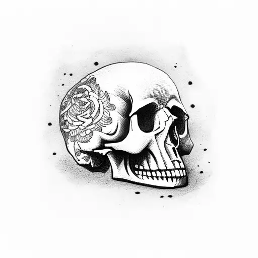 Skull With Rap Things Tattoo