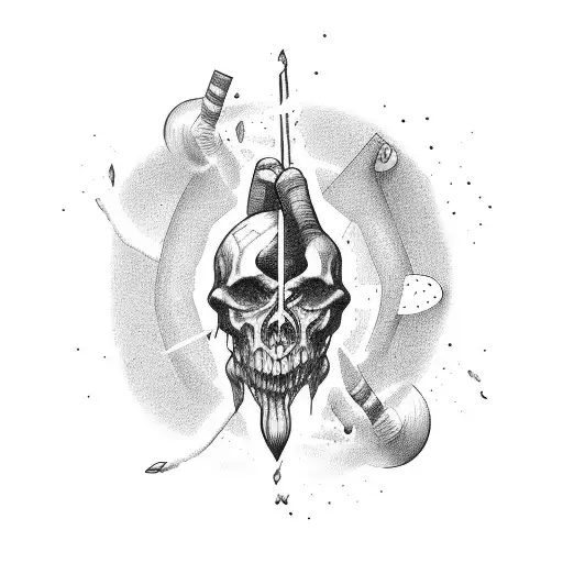 A Hand Holding A Slingshot With A Severed Giant's Head In The Background