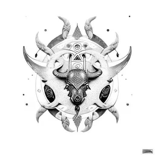 The Triple Horn Of Odin Surrounded By Viking Symbols And Circuitry