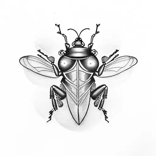 A Nostalgic Tattoo Of A Bug Driving A Vintage Car Through A Retro Cityscape