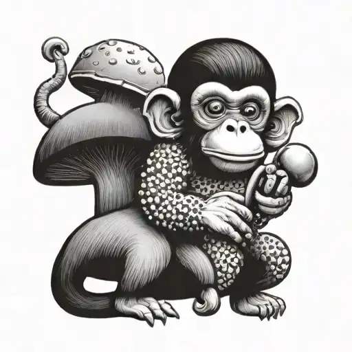 Mushroom And Monkey Holding