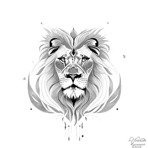 Lion With Heart On Fire