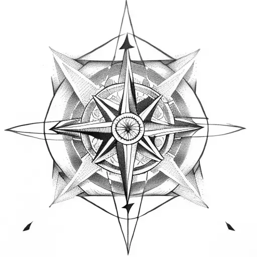 Compass With Arrow N Illuminati Triangles