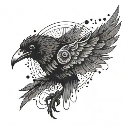 An Anime Character With Crow Wings And Sharingan Eyes In Dotwork Style