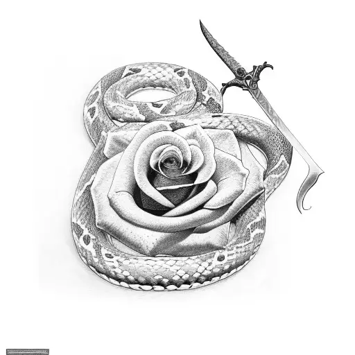 Sword With Rose And Snake On Handle
