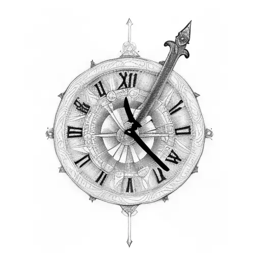 Sword With Clock And Family Tree