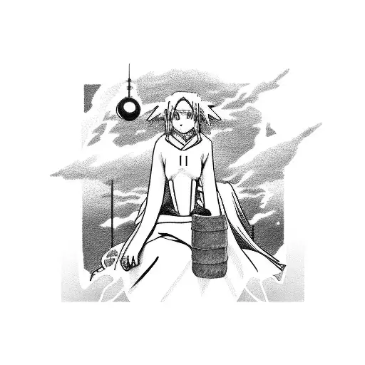 A Computer Screen Showing A Scene From Naruto With A Woman Sitting In Front Of It