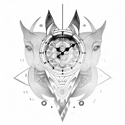 Clock With Anubis Symbol