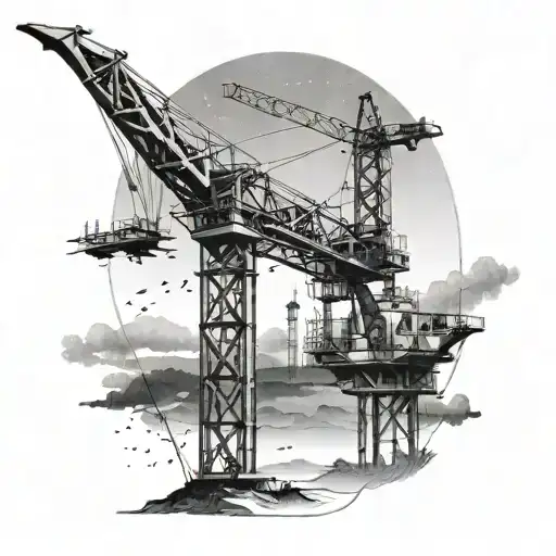 Create A Tattoo Of A Construction Crane With A Country Music Inspired Twist