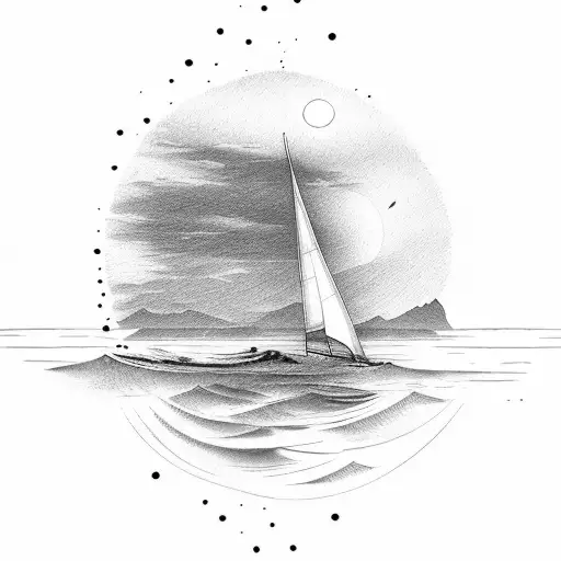 A Serene Sailboat Gliding Across A Calm Ocean With A Breathtaking Sunset