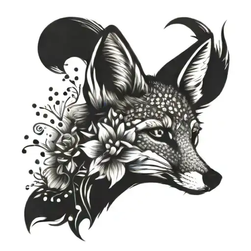 Four Fox And Flowers