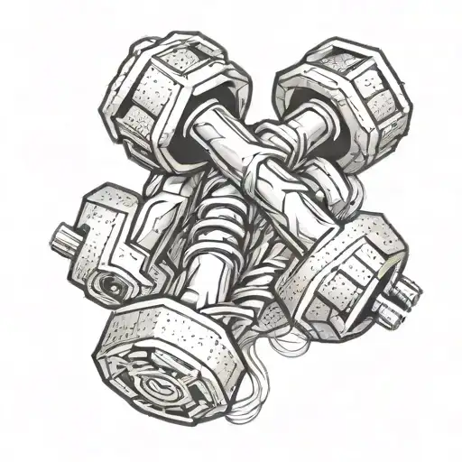 A Tattoo Of Intertwined Hearts And Dumbbells To Symbolize Your Passion For Love And Fitness