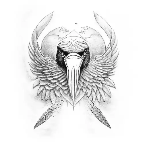 Crow With Wings Spreaed Out In The Traditional Australian Aboriginal Art Form