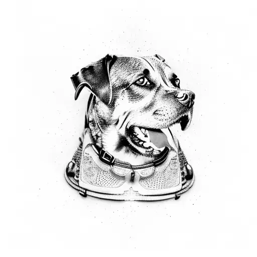 A Realistic Portrait Of A Dog Wearing A Bulletproof Vest