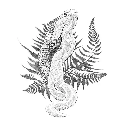 Snake With Fern Branch