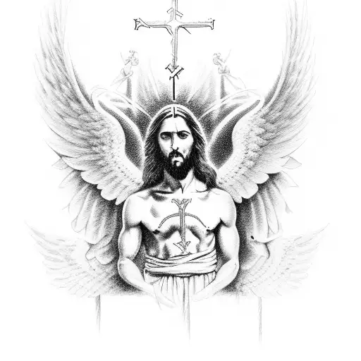 Jesus With 6 Wings An A Cross