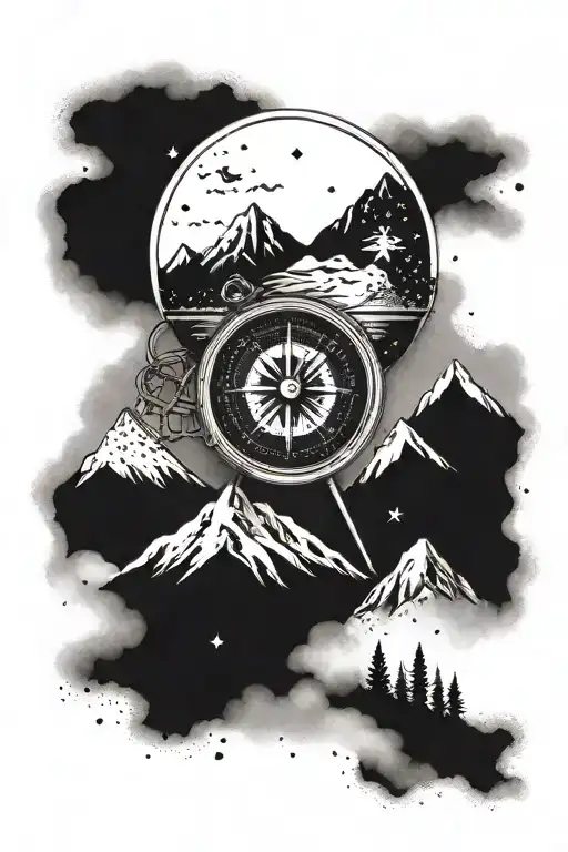 Compass And Mountains