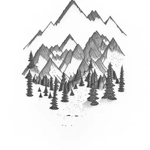 Mountain With Valley And River In Foreground