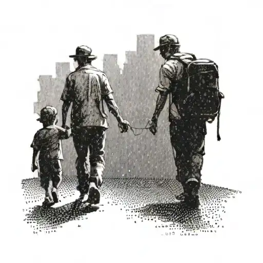 Vater And Son Walking