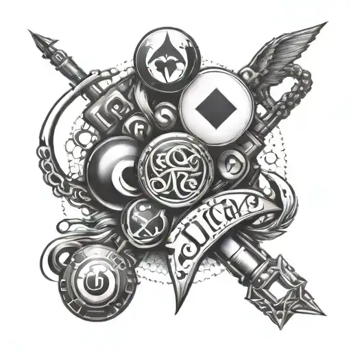 Design A Tattoo Featuring Your Hidden Name Intertwined With Gaming Symbols