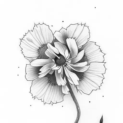 Walnut Plant Growing Together With A Cosmos Flower