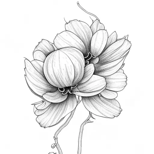 Walnut Plant Growing Together With A Cosmos Flower Long