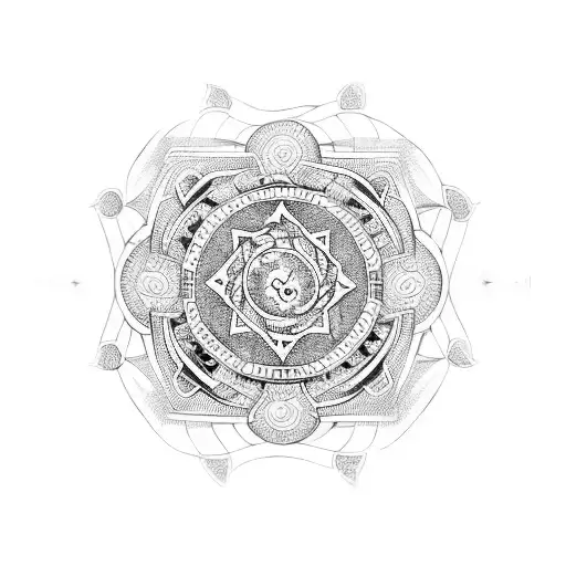 A Mandala With Soccer Symbols Intertwined