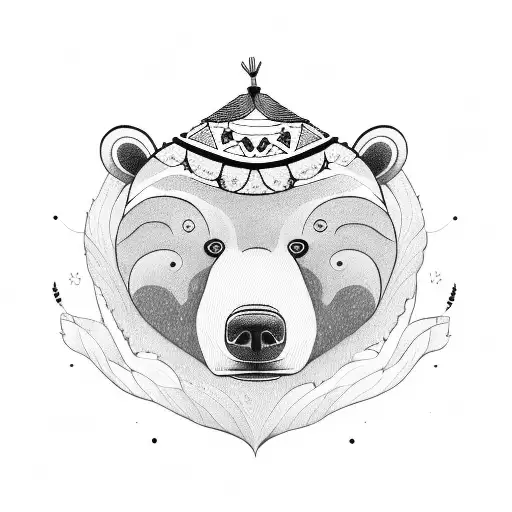 Young First Nations Woman With A Head Of A Bear As A Hat