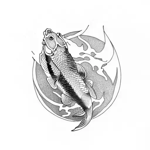Koi Fish On Waves Tattoo For Forearm