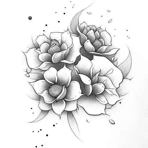 Asian Flowers Black With L Shape For Cover Middle More Black