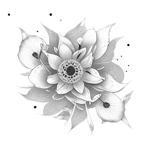 Asian Flowers Black With Thin Shape For Cover In The Middle More Black