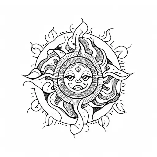 Sun And Elephant Wrap Around Tattoo Done In A Mandala Style