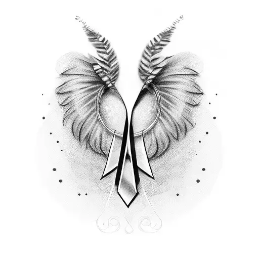 Breast Cancer Ribbon With A Feather