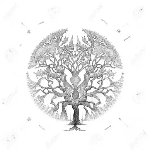 A Majestic Tree Of Life Made Entirely Of Crystal Formations