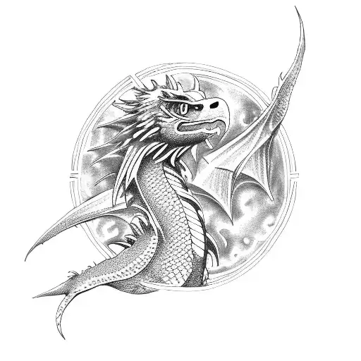 A Dragon And An Eagle In A Circle