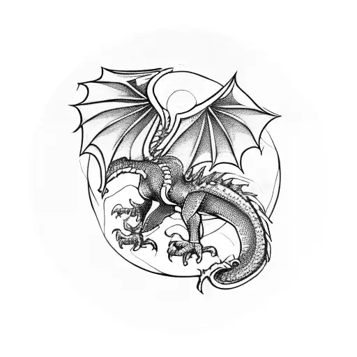 A Dragon And An Eagle Chasing Each Other In A Circle