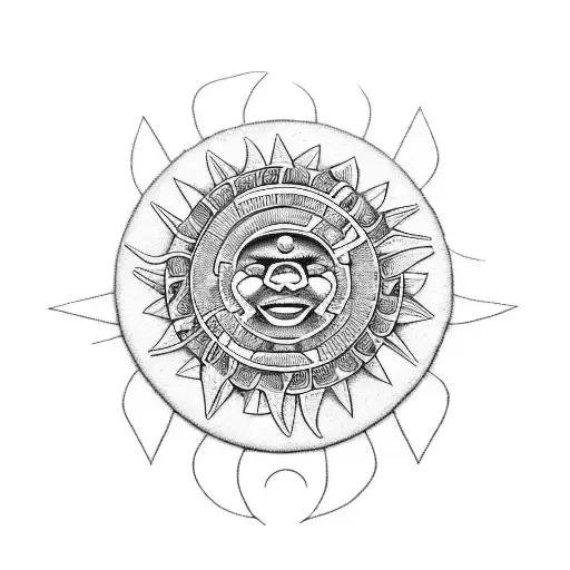 A Taino Sun Symbol Intertwined With Intricate Floral Patterns