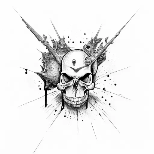 Smiling Daggar Dripping Blood From It And Having Skull On It's Handle