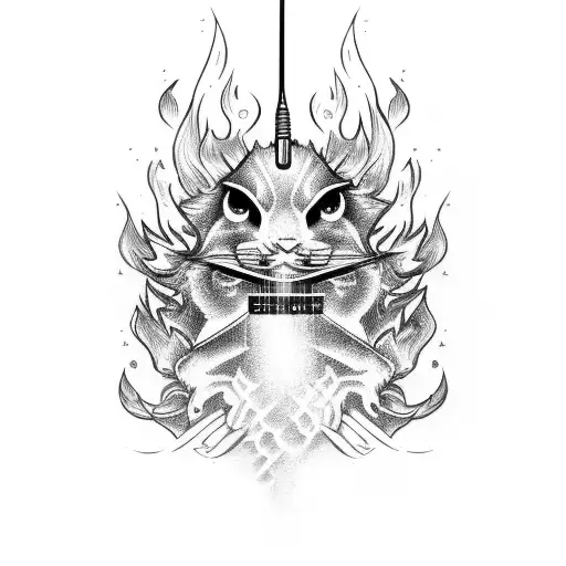 Electric Guitar With Flame