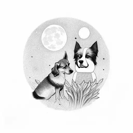 Girl And Dog Undermoonlight